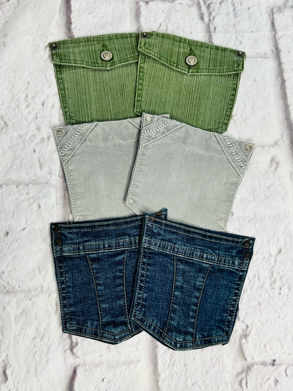 Set of 6 Reclaimed Denim Jean Pockets, Rustic Upcycling Sewing Supplies
